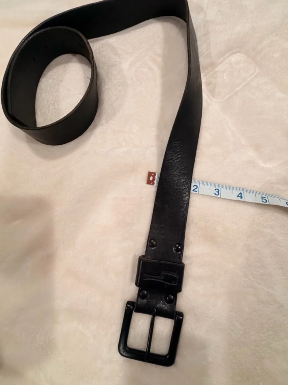Black Leather Men's Belt with Matte Black Buckle